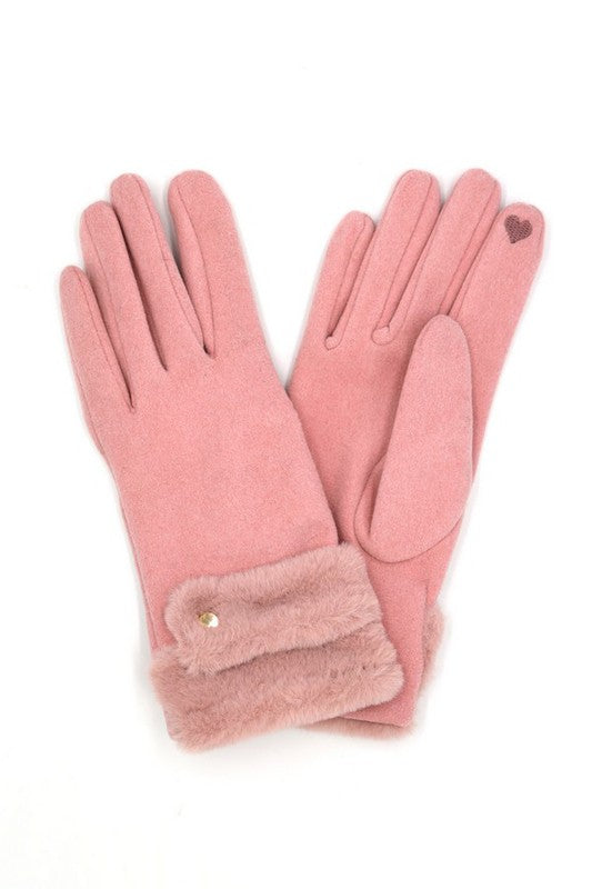 Faux Suede Fur Cuff Winter Gloves | Modern Boutique Fashion
