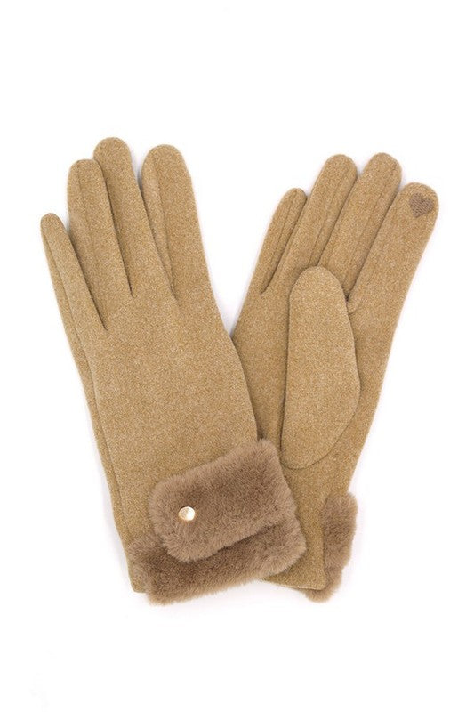 Faux Suede Fur Cuff Winter Gloves | Modern Boutique Fashion