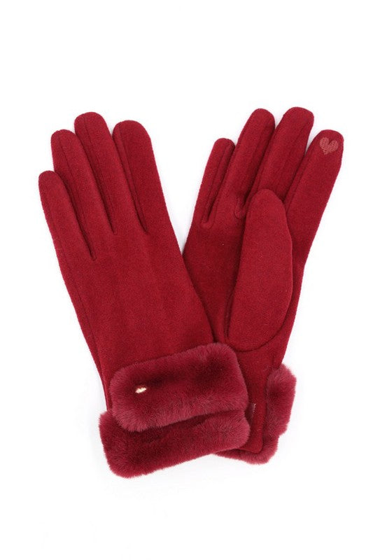 Faux Suede Fur Cuff Winter Gloves | Modern Boutique Fashion