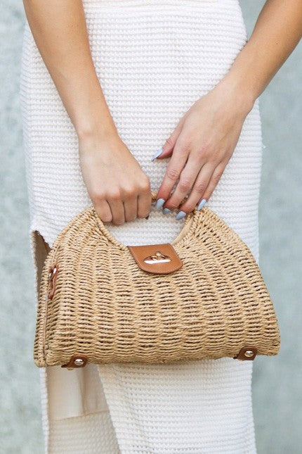 Stella Woven Straw Top Handle Crossbody Bag women's boutique fashion