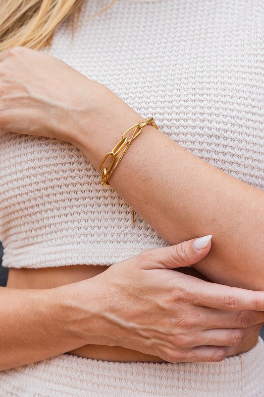 18K Stainless Steel Layered Paperclip Bracelet women's boutique style