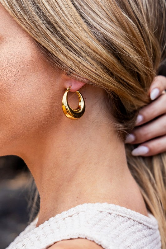 18K Stainless Steel Mod Hoop Earrings trendy women's boutique clothing