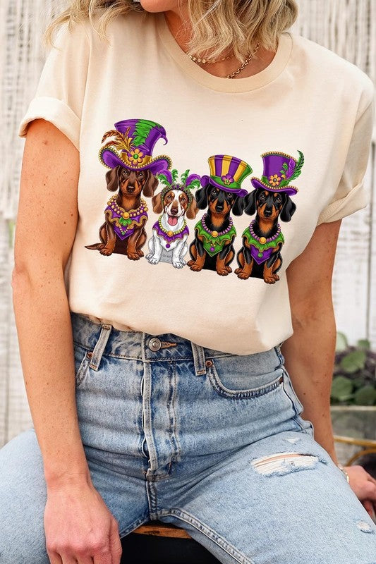 Dachshund Mardi Gras Graphic Tee
