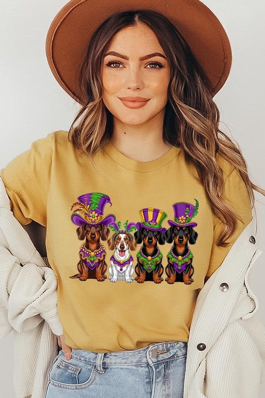 Dachshund Mardi Gras Graphic Tee