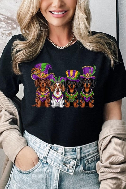Dachshund Mardi Gras Graphic Tee