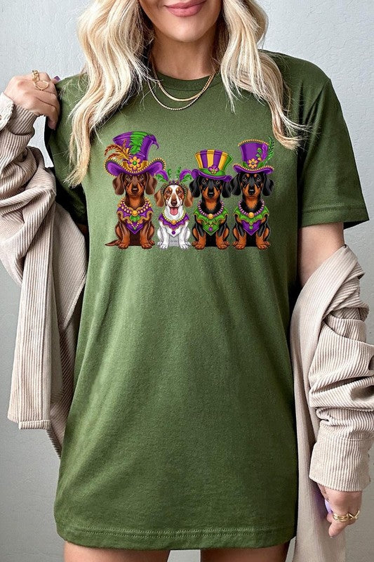 Dachshund Mardi Gras Graphic Tee