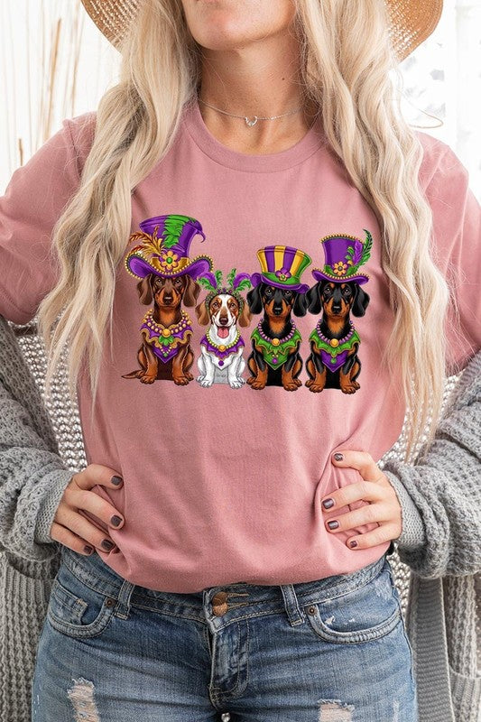 Dachshund Mardi Gras Graphic Tee