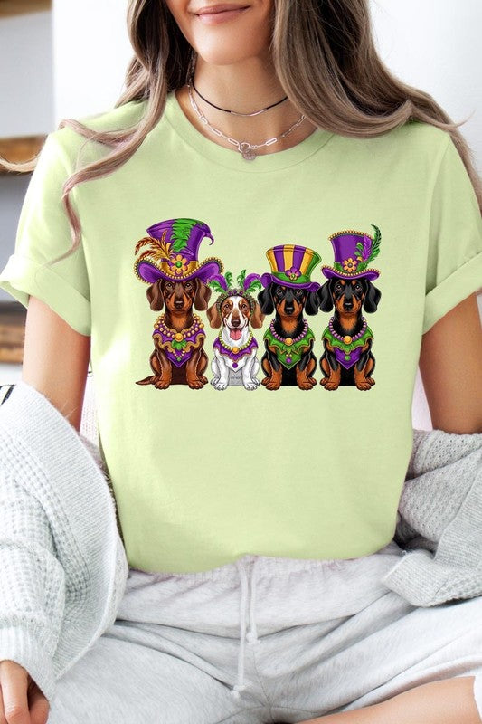 Dachshund Mardi Gras Graphic Tee