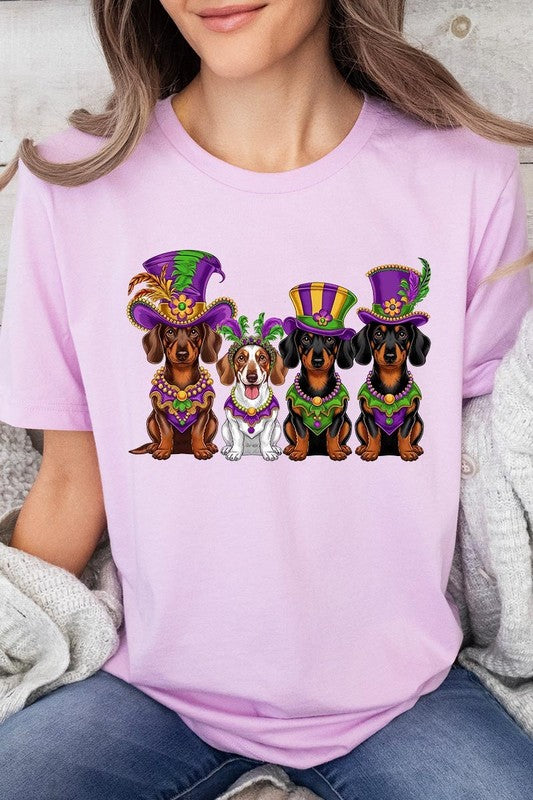 Dachshund Mardi Gras Graphic Tee