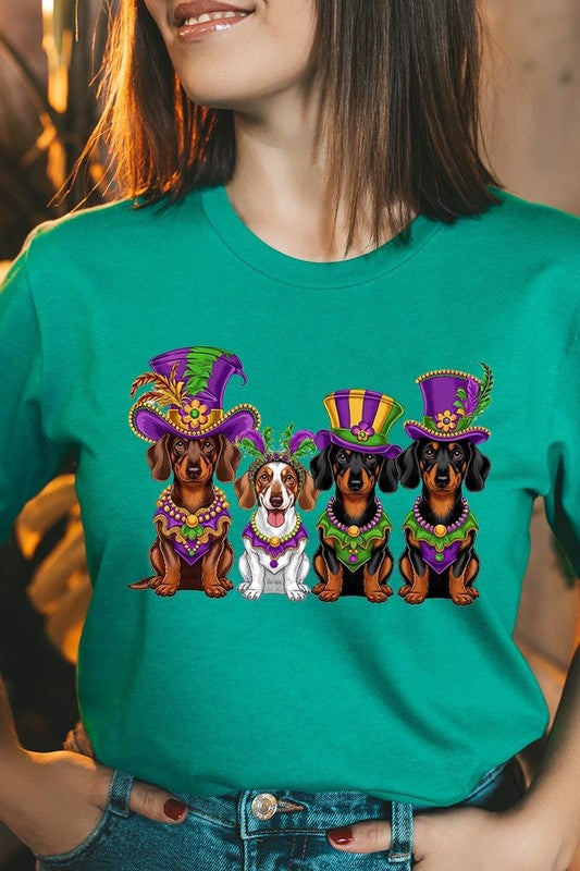 Dachshund Mardi Gras Graphic Tee