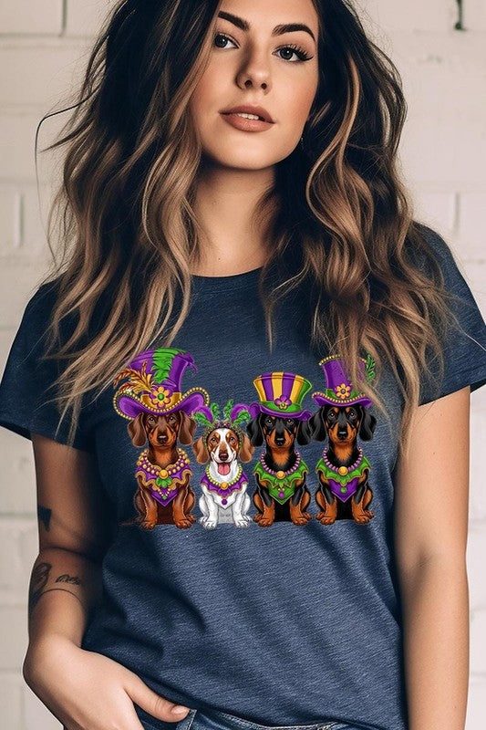 Dachshund Mardi Gras Graphic Tee