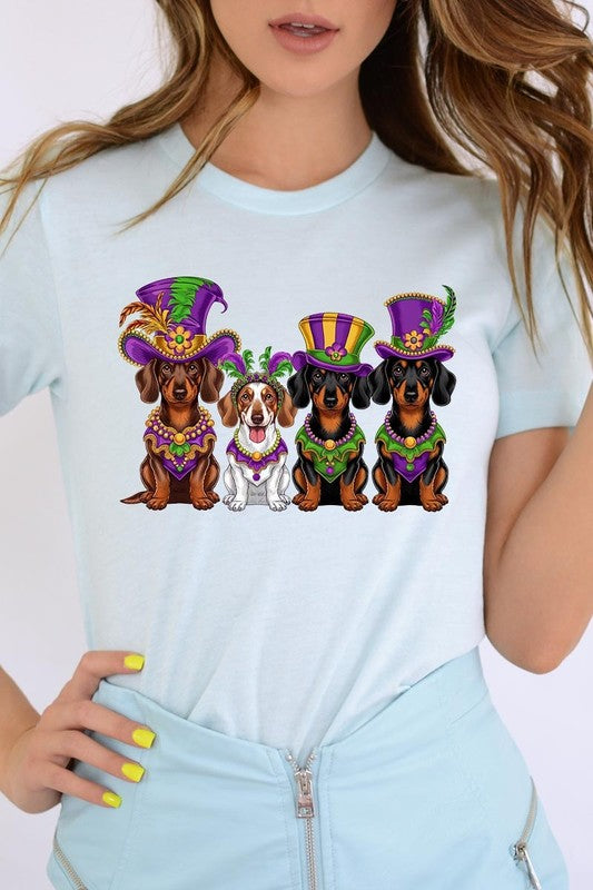 Dachshund Mardi Gras Graphic Tee