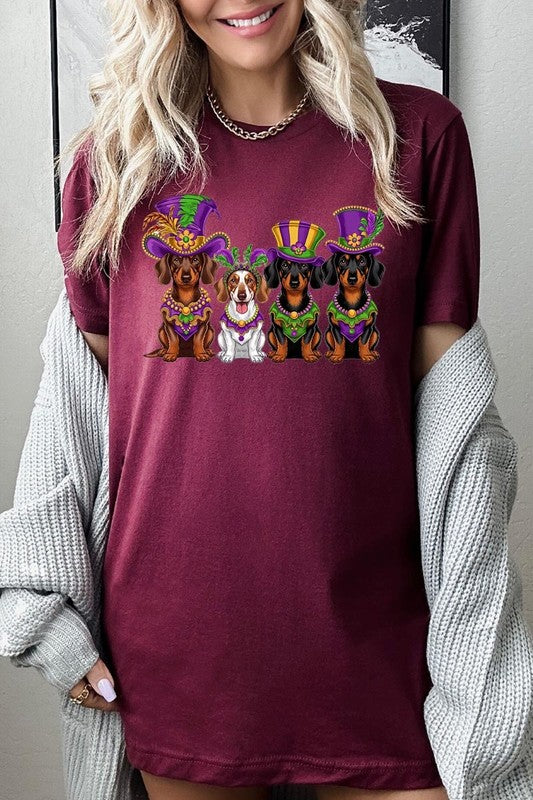 Dachshund Mardi Gras Graphic Tee