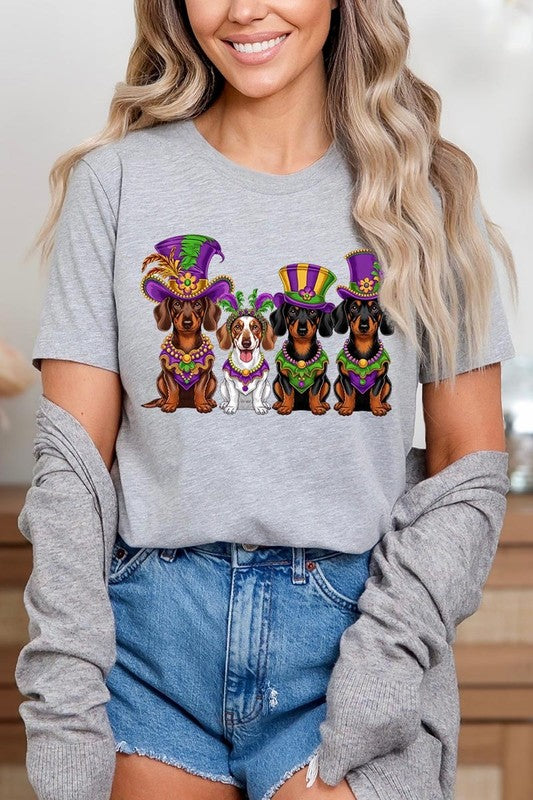 Dachshund Mardi Gras Graphic Tee