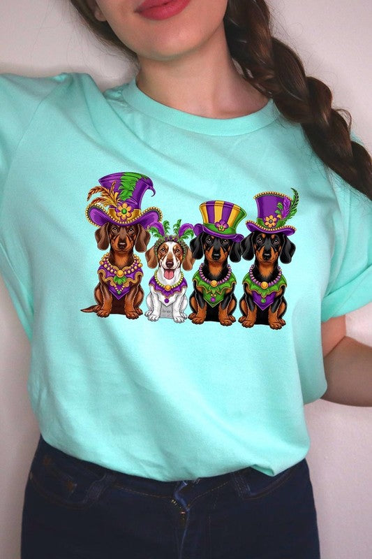 Dachshund Mardi Gras Graphic Tee