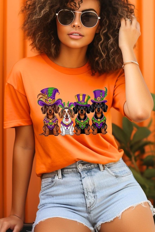 Dachshund Mardi Gras Graphic Tee