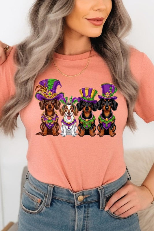 Dachshund Mardi Gras Graphic Tee