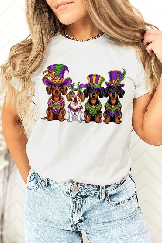Dachshund Mardi Gras Graphic Tee