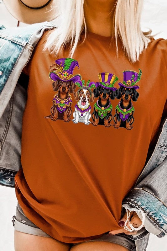Dachshund Mardi Gras Graphic Tee