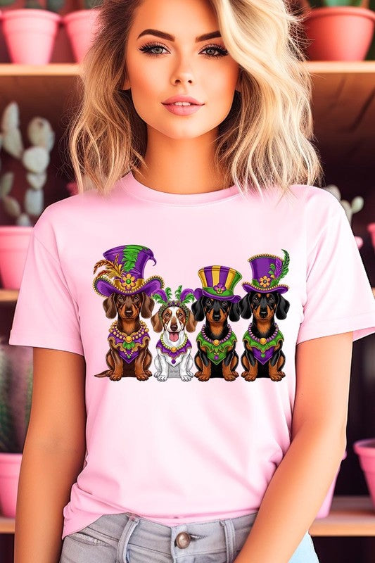 Dachshund Mardi Gras Graphic Tee
