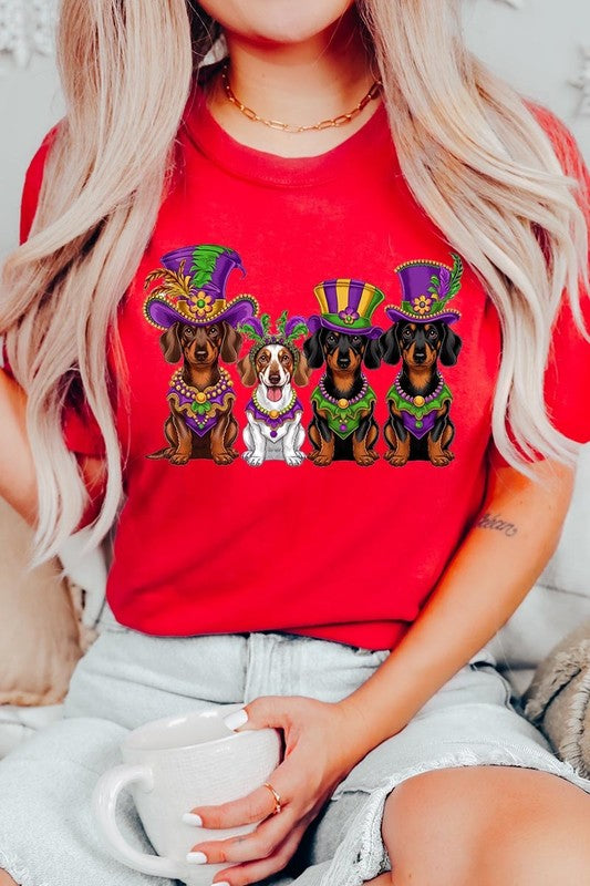 Dachshund Mardi Gras Graphic Tee