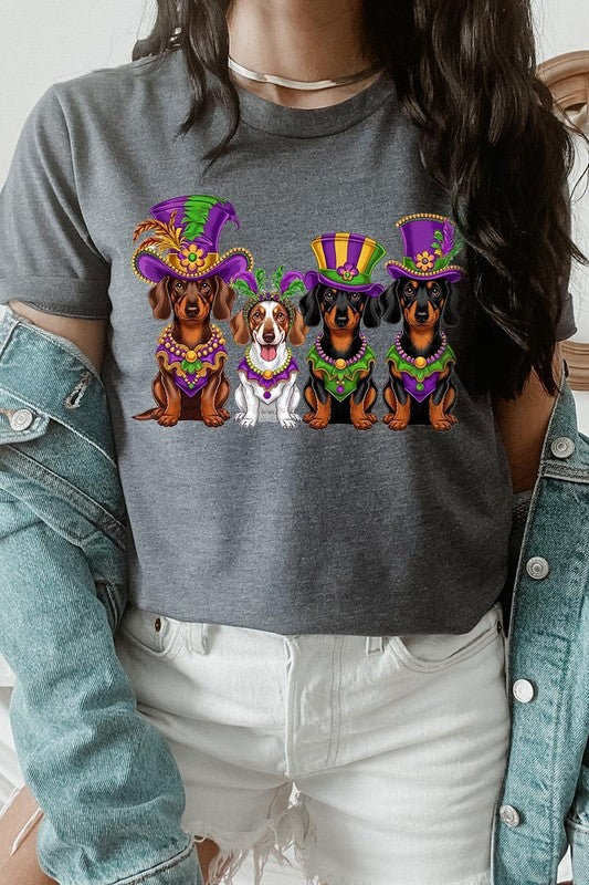 Dachshund Mardi Gras Graphic Tee