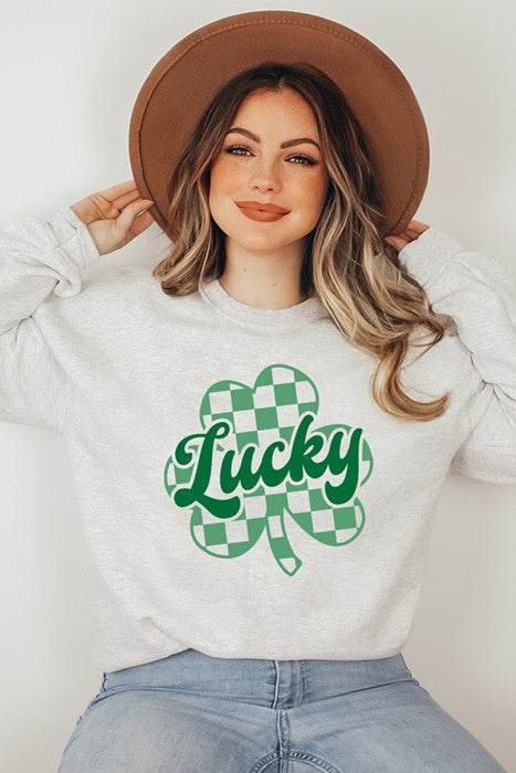 Lucky Checkered Sweatshirt | Modern Boutique Fashion