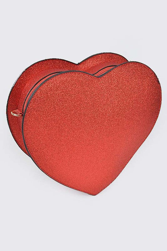 Glitter Heart Shape Novelty Crossbody Bag | Modern Boutique Fashion