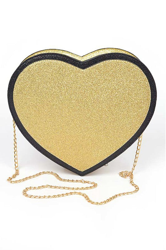 Glitter Heart Shape Novelty Crossbody Bag | Modern Boutique Fashion