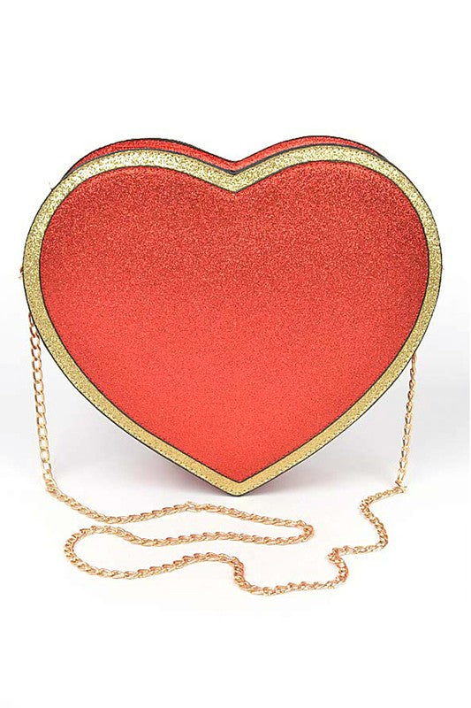 Glitter Heart Shape Novelty Crossbody Bag | Modern Boutique Fashion