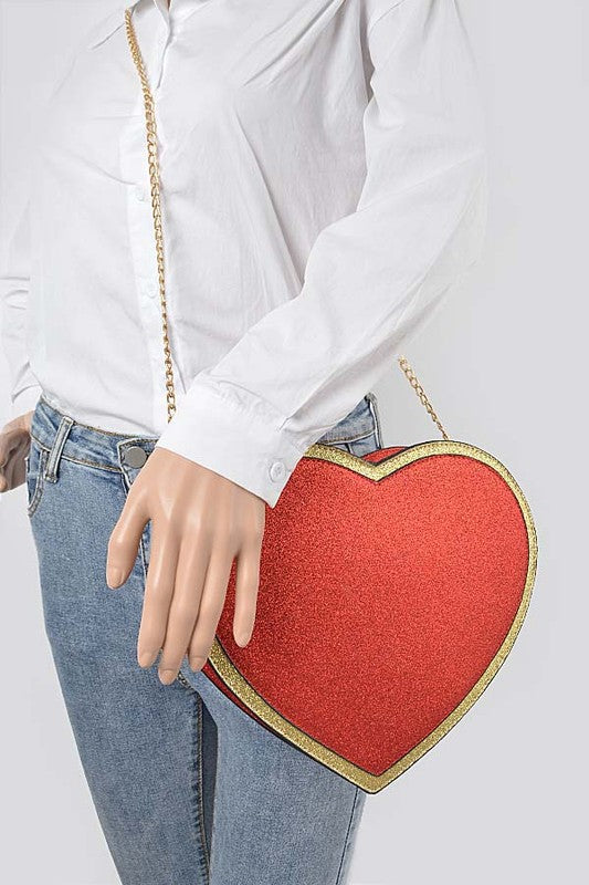 Glitter Heart Shape Novelty Crossbody Bag | Modern Boutique Fashion