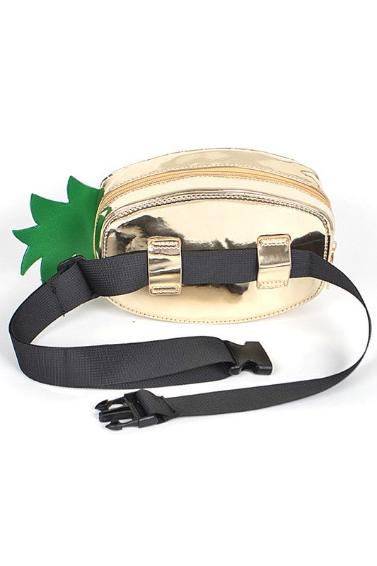 Gold Metallic Pineapple Novelty Belt Bag