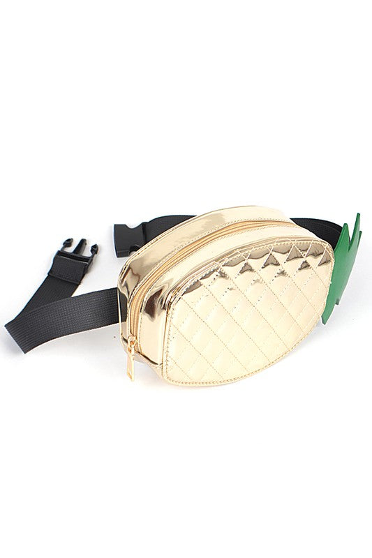 Gold Metallic Pineapple Novelty Belt Bag