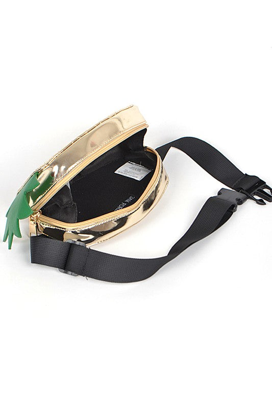 Gold Metallic Pineapple Novelty Belt Bag | Modern Boutique Fashion