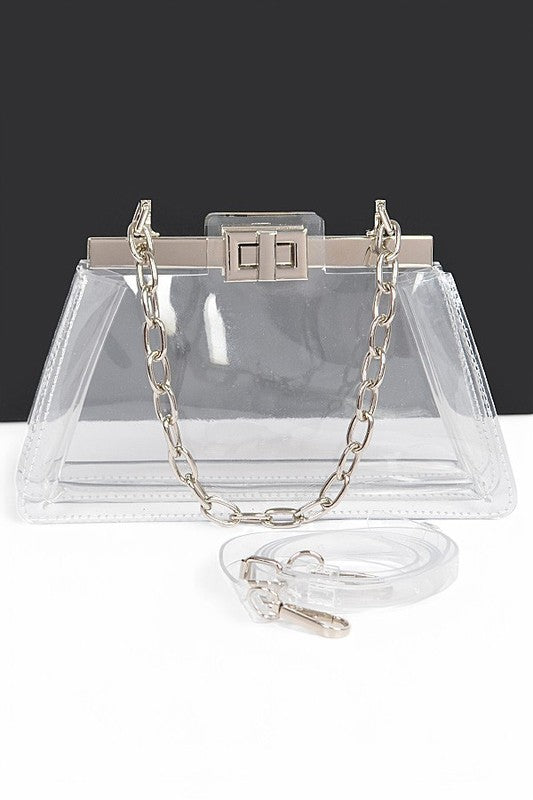 Transparent Chain Handle Stadium Bag