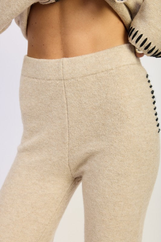 Wide Leg Pants With Blanket Stitching boutique clothing for women