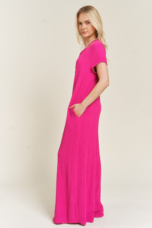 Textured Short Sleeve Jumpsuit | Modern Boutique Fashion