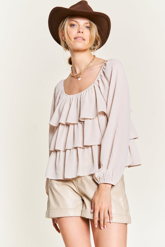 Tiered Flounce Designed Blouse Jjt5023 | Modern Boutique Fashion