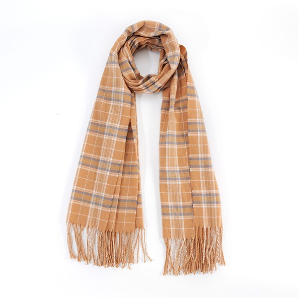 Striped Plaid Fringed Scarf | Modern Boutique Fashion