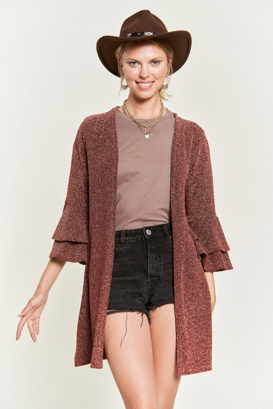 Glitter Bell Sleeve Kimono Cardigan Krt1664 | Modern Boutique Fashion