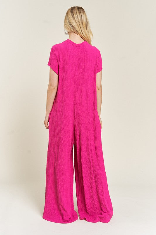 Textured Short Sleeve Jumpsuit | Modern Boutique Fashion