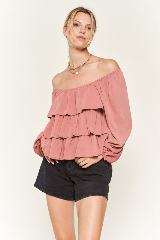 Tiered Flounce Designed Blouse Jjt5023 | Modern Boutique Fashion
