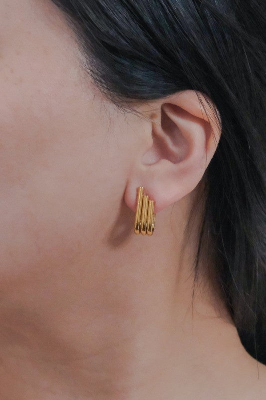 Pipes Stud Earrings Gold