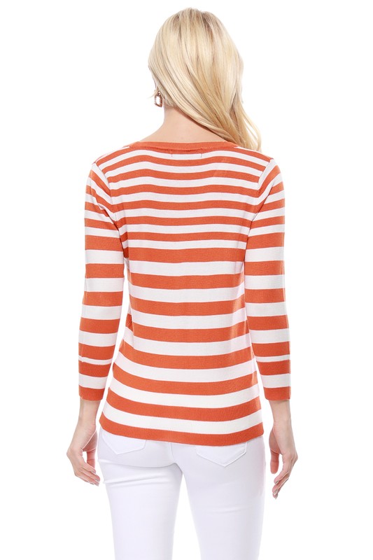 V Neck Striped Spandex Sweater Cardigan | Modern Boutique Fashion