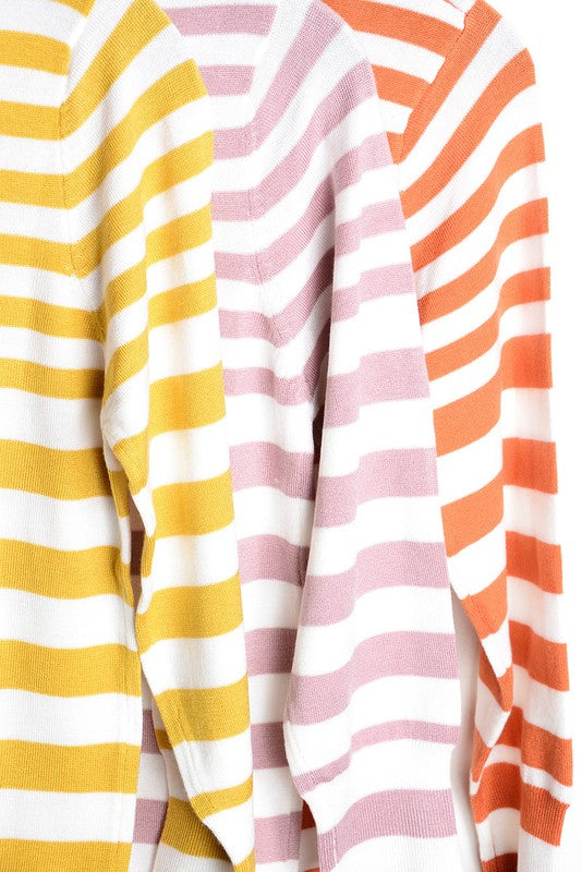 V Neck Striped Spandex Sweater Cardigan | Modern Boutique Fashion