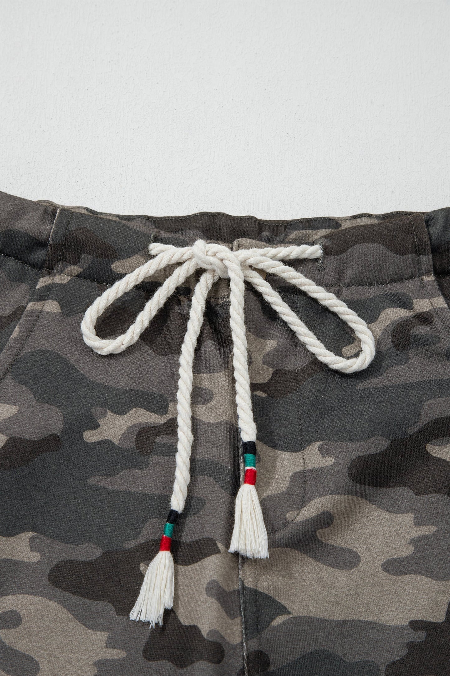 Camo Side Stripe Panel Drawstring Pants