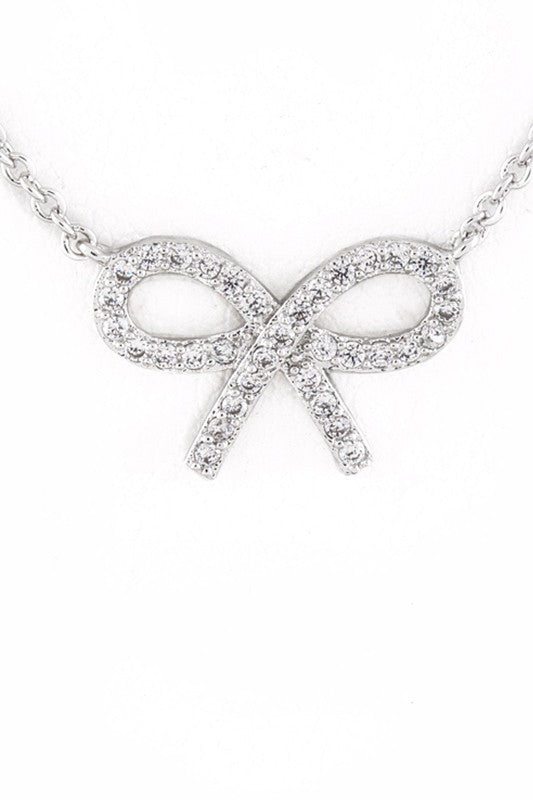 Cz Bow Pendant Necklace