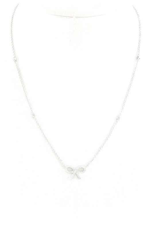 Cz Bow Pendant Necklace
