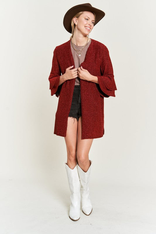 Glitter Bell Sleeve Kimono Cardigan Krt1664 | Modern Boutique Fashion