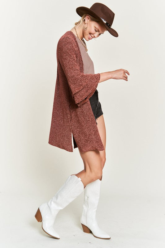 Glitter Bell Sleeve Kimono Cardigan Krt1664 | Modern Boutique Fashion